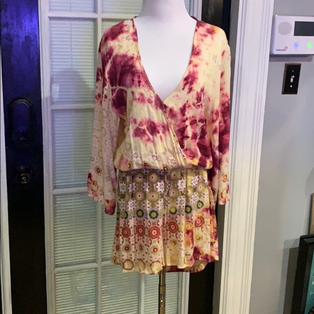 Language 3/4 sleeve romper